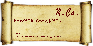Mazák Cserjén névjegykártya